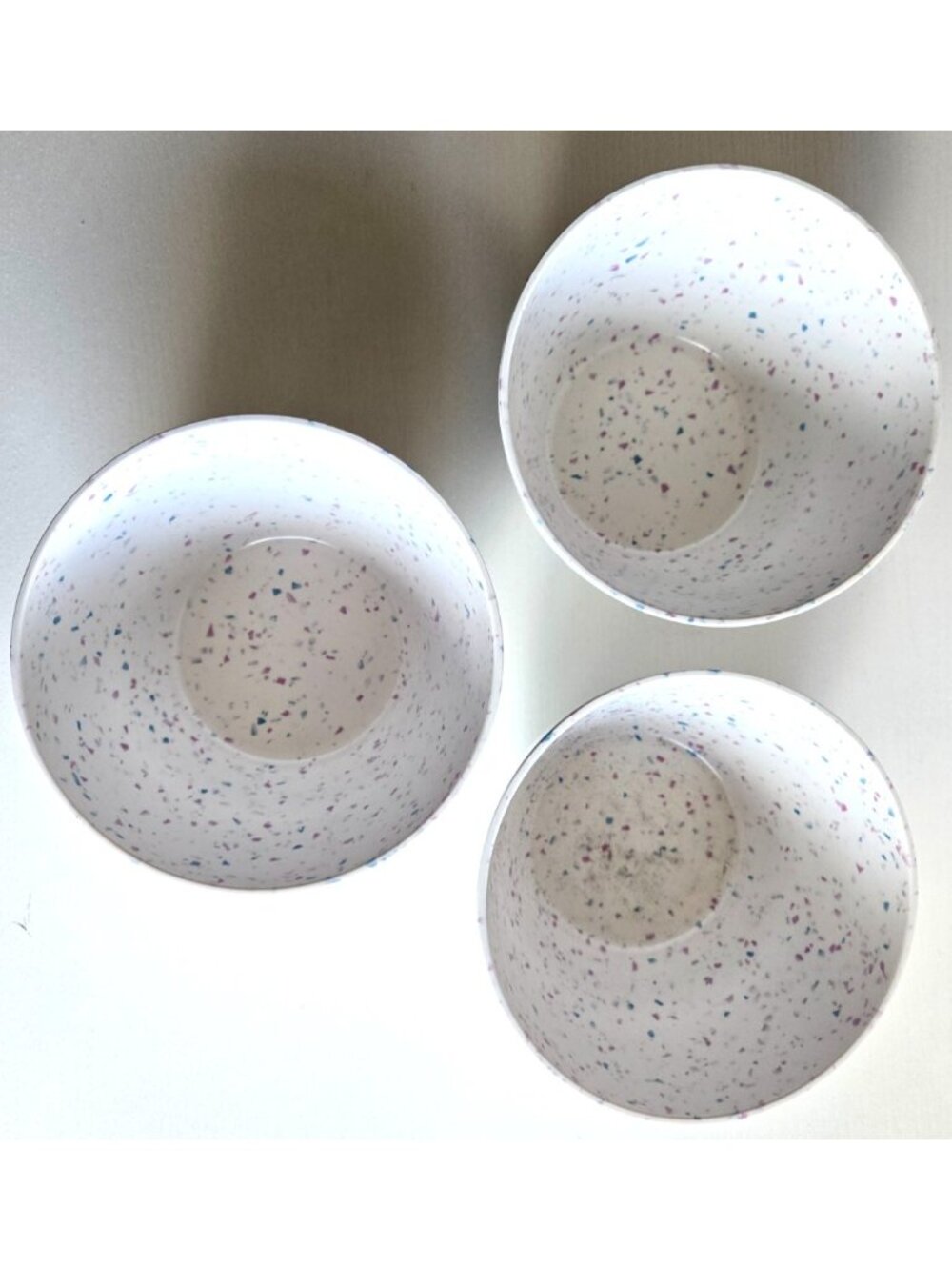 Set of Three C Crofton Melamine Small Bowl Designs White Confetti 3in x 5in